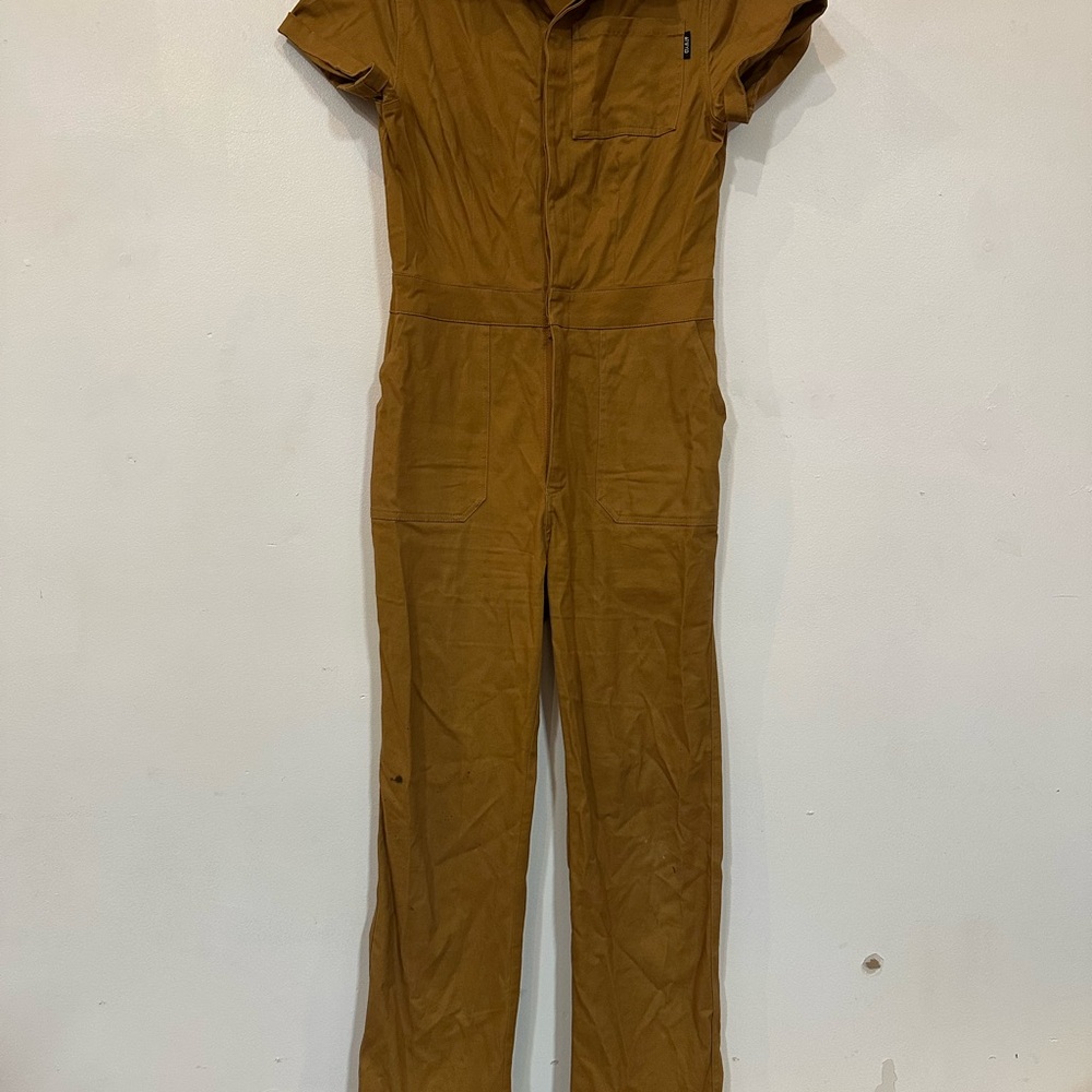 Brown Short-Sleeve Jumpsuit